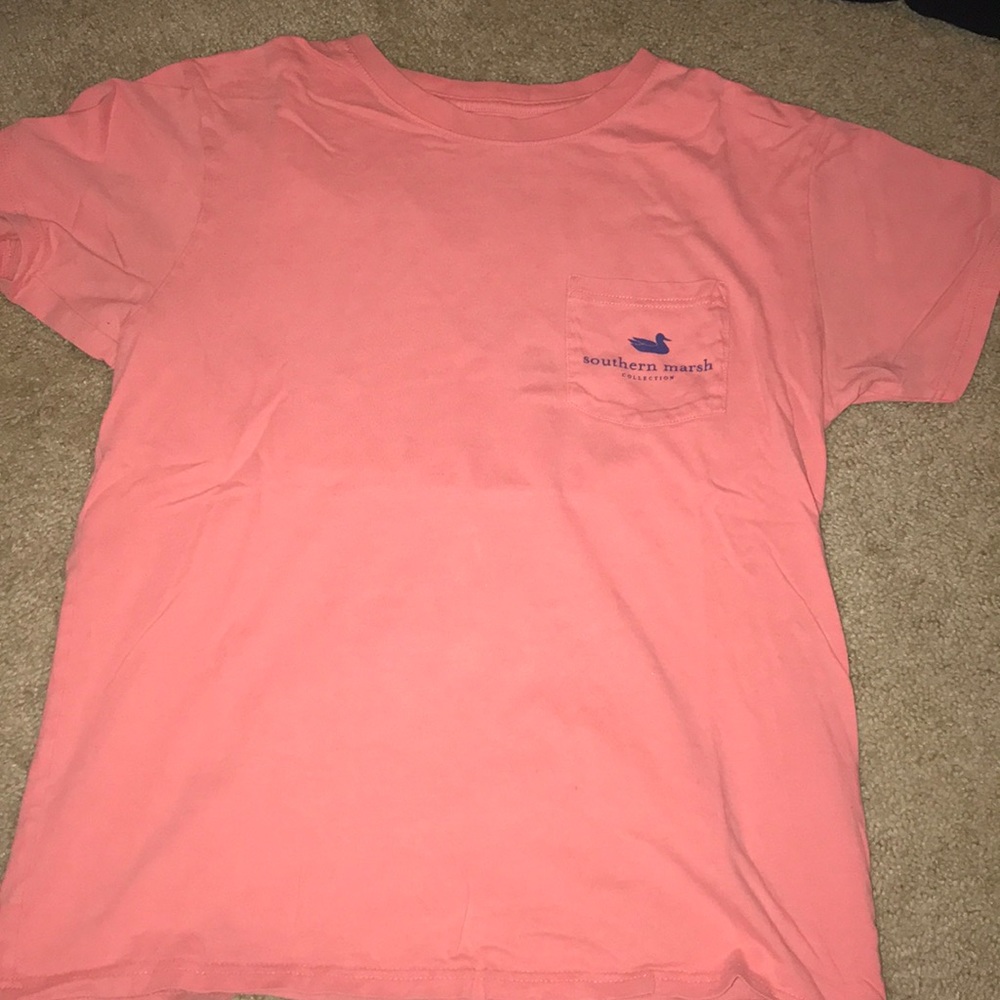 Southern marsh peach-colored tee shirt